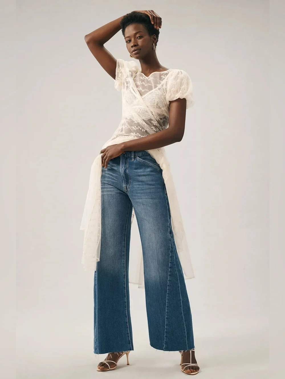 FRAME Le Baggy Palazzo Jeans in Seafarer, Size 26 - Picture 2 of 13